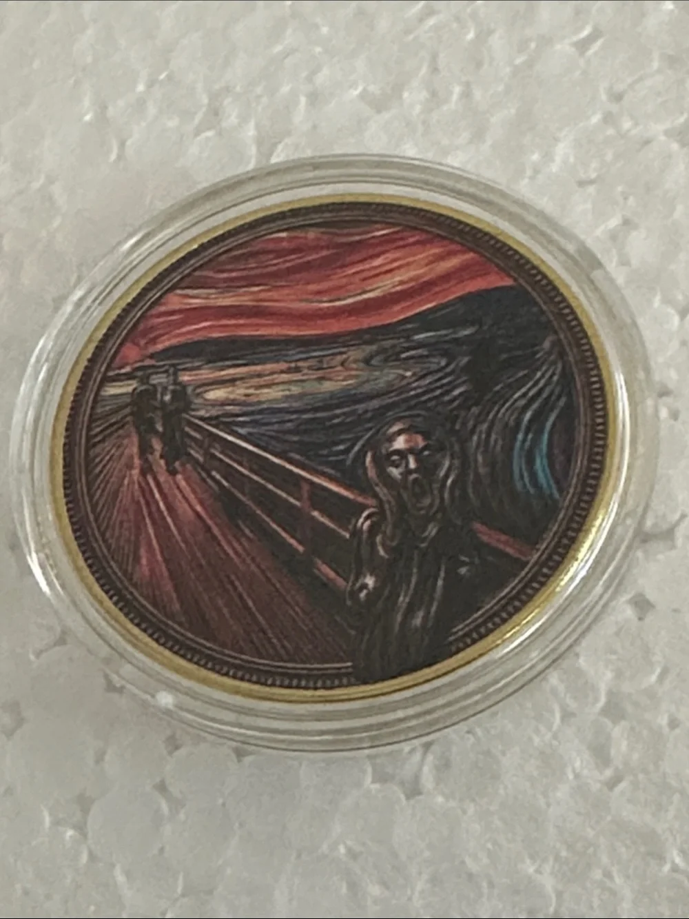 Framed 'The Scream' Art Medallion Coin- Multicolor
